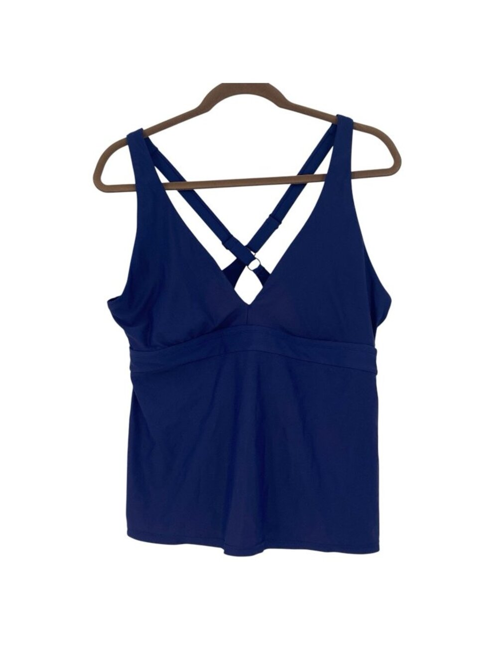 Title Nine Blue Tankini Swim Top Blue Beach Pool Athletic Size XL B/C